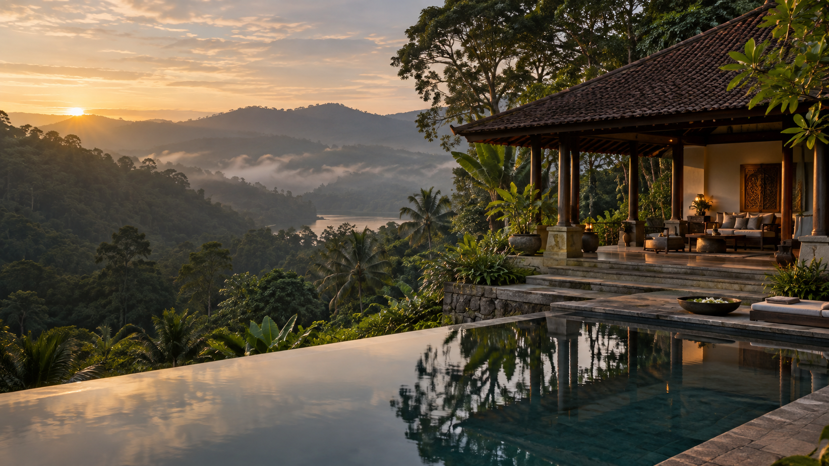 Yasasa resort and pool in the Kandy hills