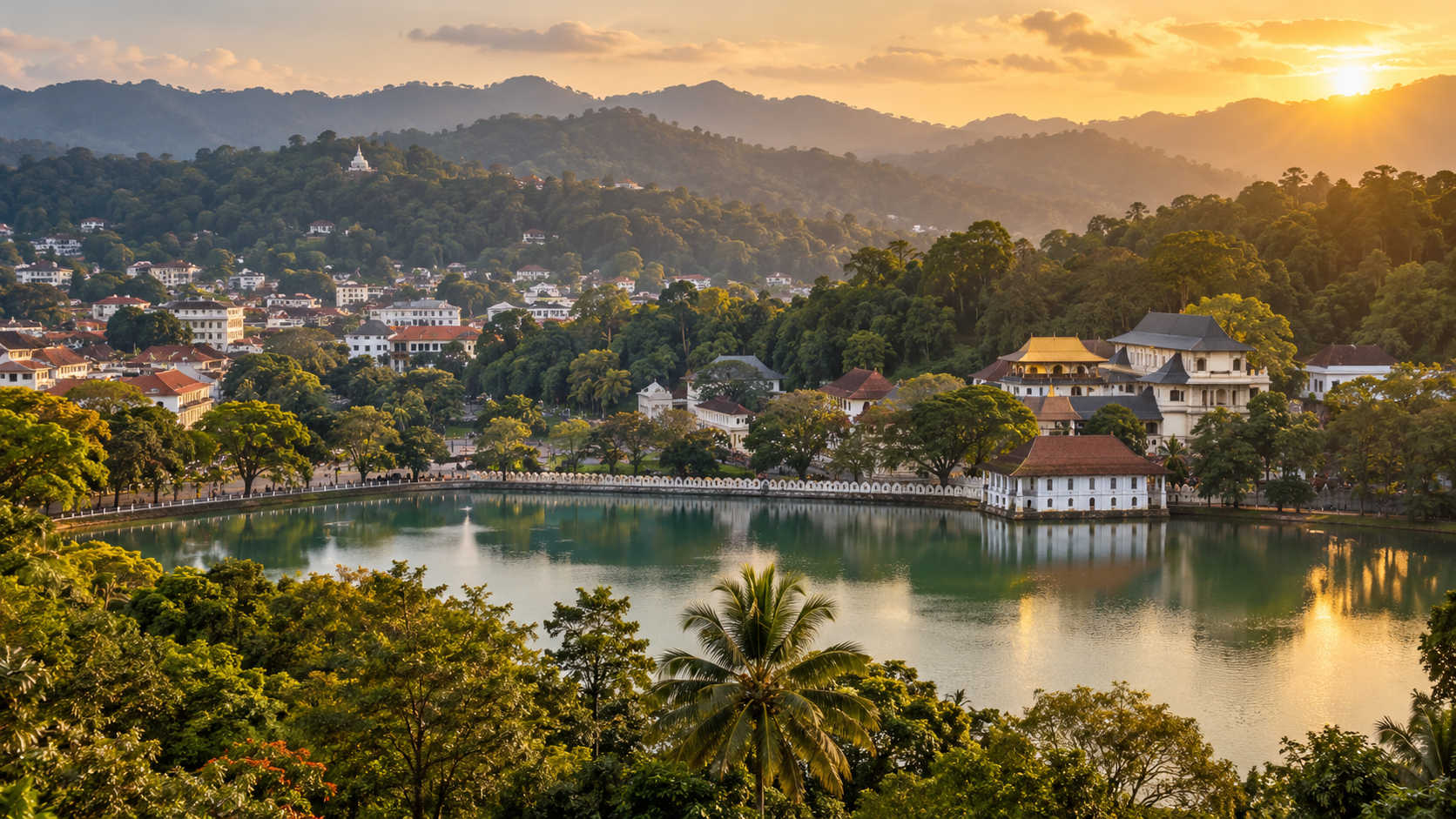 Kandy Lake at golden hour